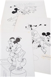 Vintage Mickey Mouse and Disney Characters Hockey and Curling Original Artwork Collection of 4