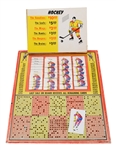 Vintage Hockey Gambling Punchboard with Associated Betting Cards/Prizes