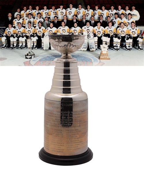 Gilles Meloches 1990-91 Pittsburgh Penguins Stanley Cup Championship Trophy with His Signed LOA (13")