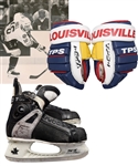 Brett Hulls Mid-1990s St. Louis Blues Game-Used Louisville Gloves and CCM Skates