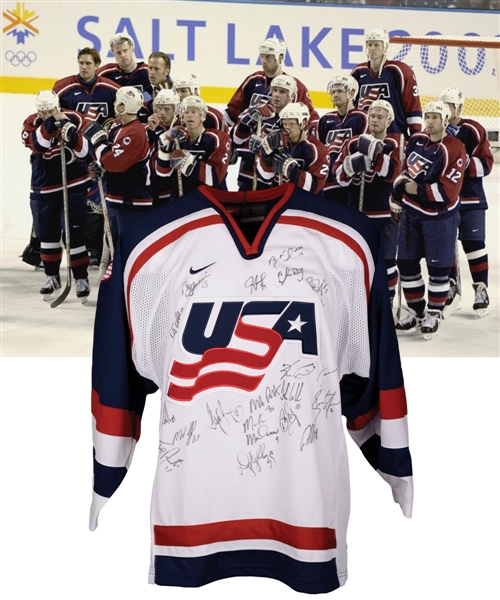Brett Hulls 2002 Winter Olympics Team USA Team-Signed Jersey by 21