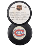 Rejean Houles Montreal Canadiens February 28th 1973 Goal Puck from the NHL Goal Puck Program - 13th Goal of Season / Career Goal #134