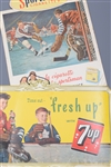 Vintage Sportsman Cigarettes and 7up Hockey-Themed Advertising Signs