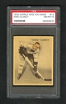1933-34 World Wide Gum Ice Kings V357 Hockey Card #13 HOFer Frank "King" Clancy - Graded PSA 8 - Highest Graded!