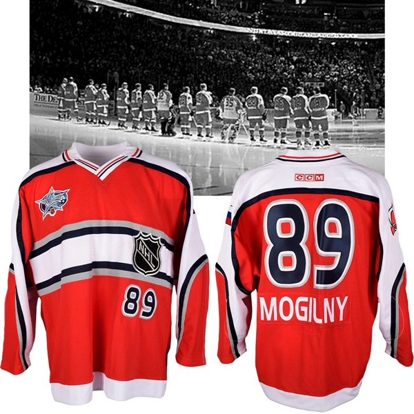Alexander Mogilnys 2001 NHL All-Star Game World Team Game-Issued Jersey with NHLPA LOA