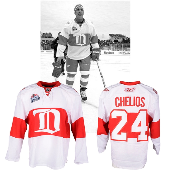 Chris Chelios 2009 NHL Winter Classic Detroit Red Wings Warm-Up Worn Jersey with NHLPA LOA