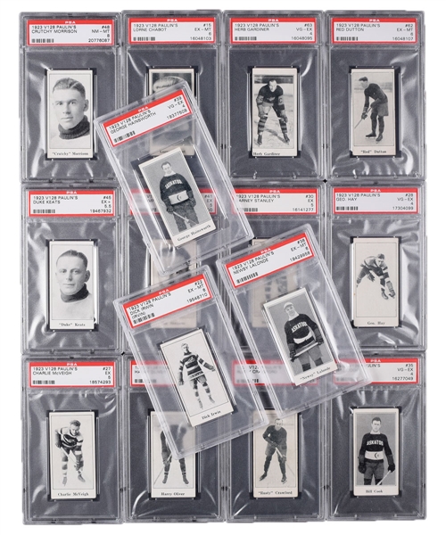 1923-24 Paulins Candy V128 (Unredeemed) PSA-Graded Complete 70-Card Hockey Set - Current Finest and All-Time Finest PSA Set!