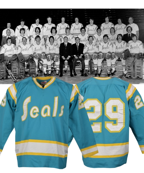 Mid-1970s California Seals #29 Game Jersey with Team Repairs