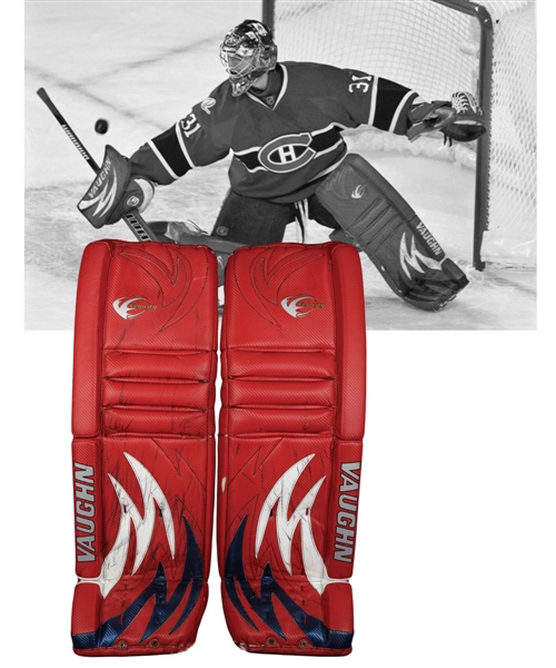 Carey Prices 2009-10 Montreal Canadiens Game-Worn Vaughn Goalie Pads - Worn in Centennial Game! - Photo-Matched!
