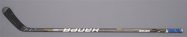 Jordan Eberles Early-2010s Edmonton Oilers Signed Bauer Total One Game-Used Rookie Era Stick