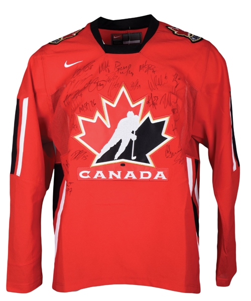 Team Canada 2006 Winter Olympics Team-Signed Jersey by 31 with Brodeur, Sakic, Nash and Thornton