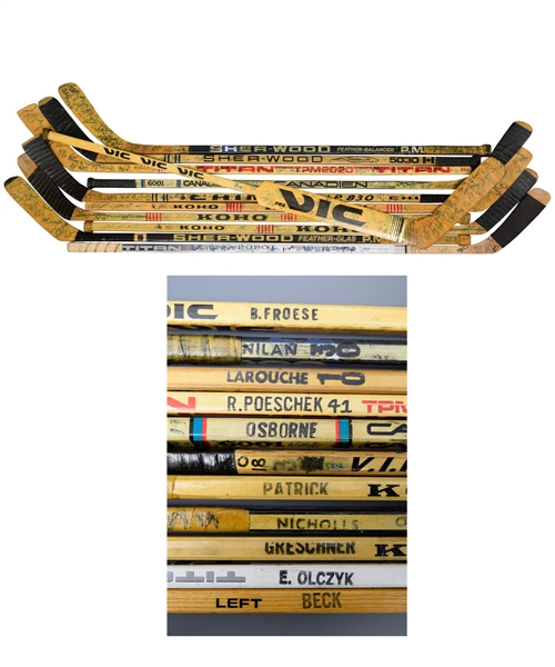 New York Rangers 1980-1994 Game-Used/Issued Team-Signed Stick Collection of 11