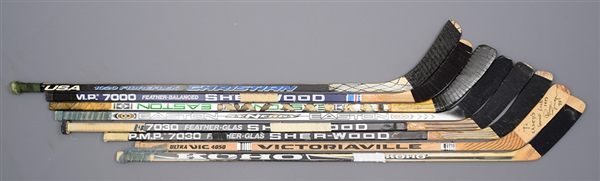 Game-Used Stick Collection of 8 with Saku Koivu and Pierre Turgeon