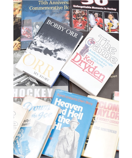 Hockey Signed and Multi-Signed Book Collection of 16 with Taylor, Hewitt, Dutton, Dryden, Orr and Others