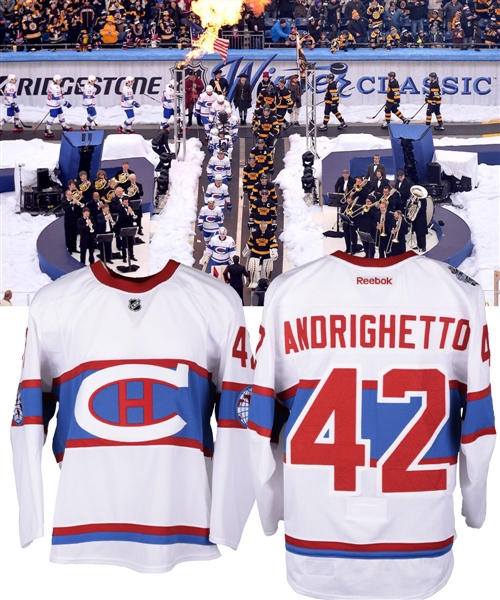 Sven Andrighettos 2016 Winter Classic Montreal Canadiens Game-Issued Jersey with Team LOA