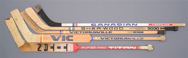 Montreal Canadiens Late-1970s Early-1980s Game-Used Stick Collection of 5 with Larouche, Tremblay, Larocque and Herron