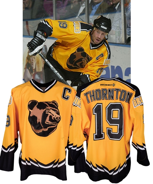 Joe Thorntons 2002-03 Boston Bruins Game-Worn Captains Third Jersey