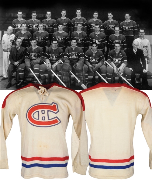 Hubert Maceys 1946-47 Montreal Canadiens Game-Worn Jersey with LOA