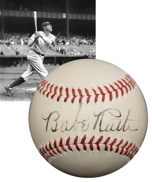 Spectacular Early-1940s Babe Ruth Single-Signed Baseball with PSA/DNA and JSA LOAs