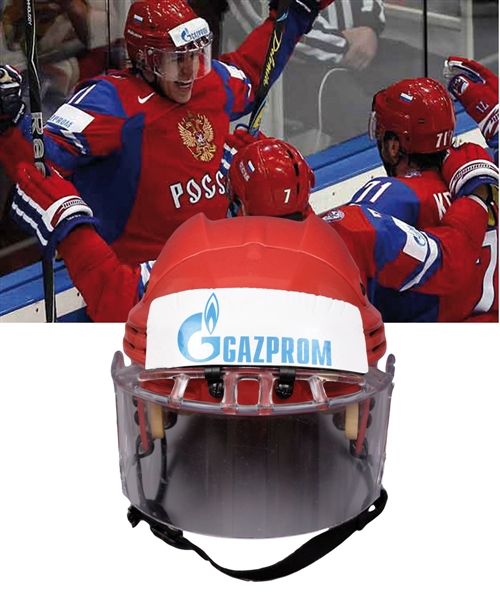 Evgeni Malkins 2010 World Championships Team Russia Game-Worn Helmet with LOA