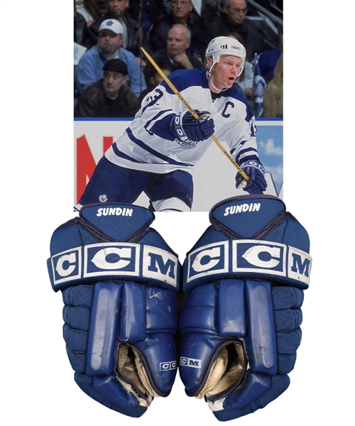 Mats Sundins Early-2000s Toronto Maple Leafs Signed CCM Game-Used Gloves