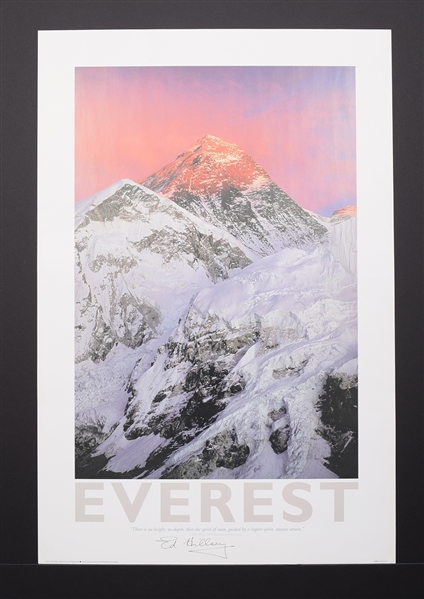 Mountaineer/Explorer Sir Edmund Hillary Signed Mount Everest Poster (24" x 36")