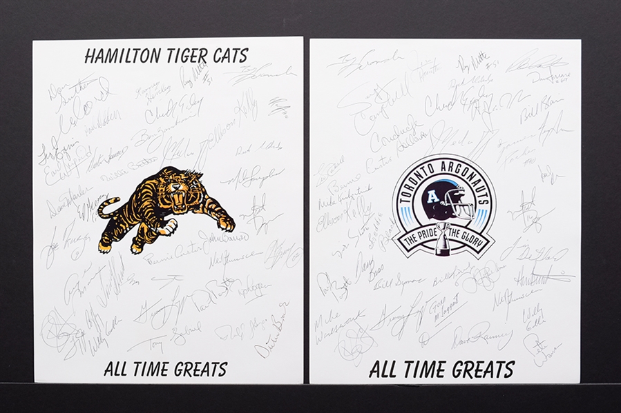 Hamilton Tiger-Cats and Toronto Argonauts All-Time Greats Multi-Signed Sheets - 74 Signatures / 38 HOFers (11" x 14") 