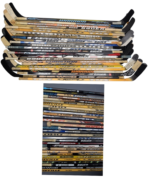New York Islanders 1990s/2000s Game-Used Stick Collection of 30 with Isbister, Hamrlik, Jonsson, Peca, Osgood, Satan, Vanbiesbrouck, Snow and Others