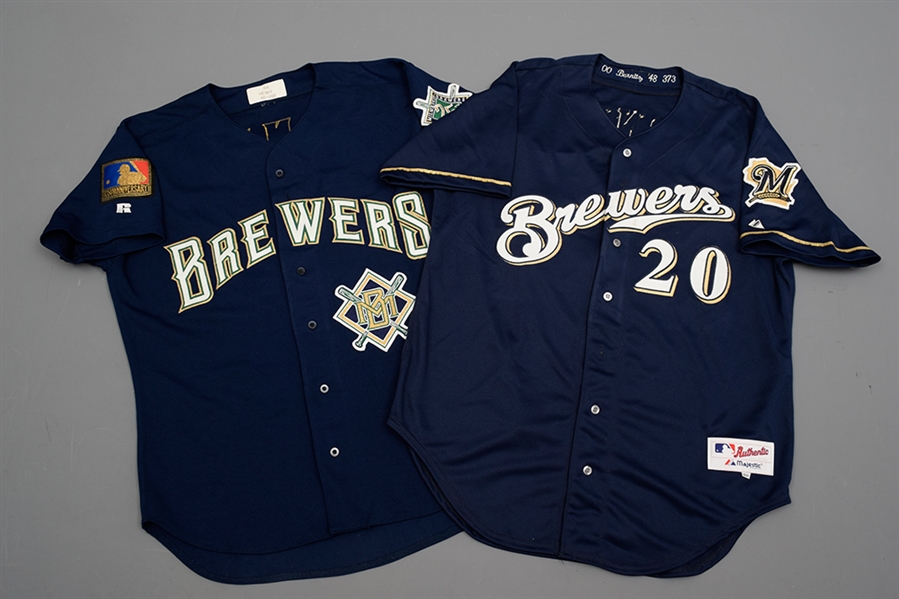 Milwaukee Brewers Game-Worn Collection of 6 with Doug Henrys 1994 and Jeromy Burnitzs 2000 Game-Worn Jerseys