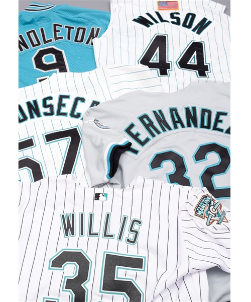Florida/Miami Marlins Game-Worn Collection of 8 with Willis, Pendletons, Fernandezs, Alfonsecas and Wilsons Game-Worn Jerseys