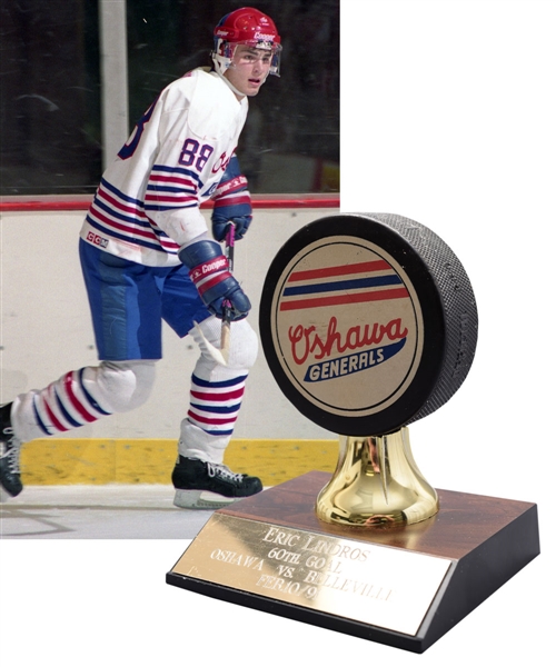 Eric Lindros February 10th 1991 Oshawa Generals 60th Goal of the Season Puck