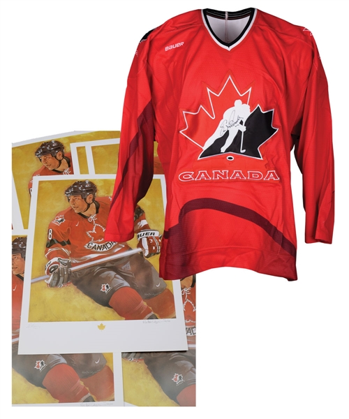 Eric Lindros Signed 2002 Winter Olympics Team Canada Limited-Edition Lithograph Collection of 12 Plus Signed Jersey
