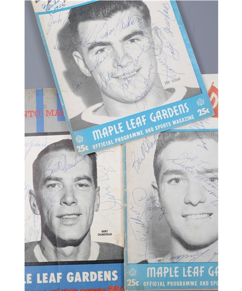 Montreal Canadiens 1950s Team-Signed Program / Program Cover Collection of 3 with Plante, Harvey, Beliveau and Rocket Richard
