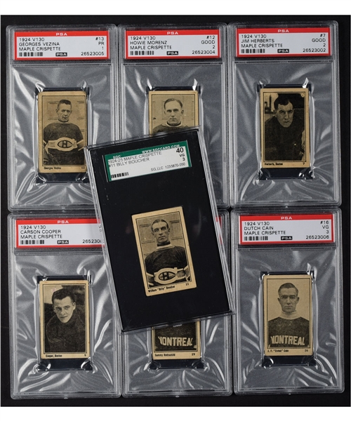 1924-25 Maple Crispette Hockey V130 Starter Set (22/30) with Morenz and Vezina - Many PSA-Graded Cards