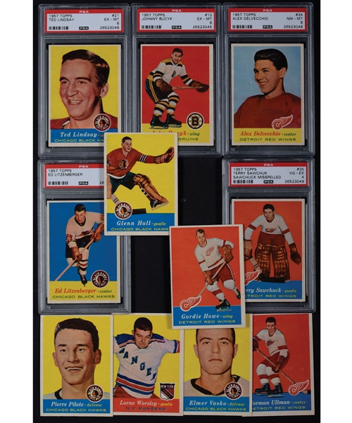 1957-58 Topps Hockey Complete 66-Card Set with PSA-Graded Stars