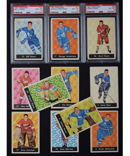 1961-62 Parkhurst Hockey Complete 51-Card Set with Some PSA-Graded Stars