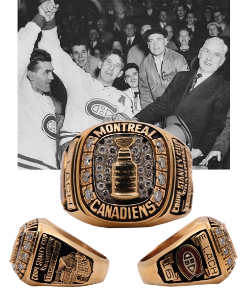 Elmer Lachs 1952-53 Montreal Canadiens Stanley Cup Championship 10K Gold and Diamond Ring with LOA