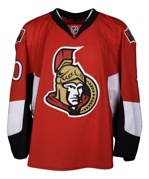 Andrew Hammonds 2014-15 Ottawa Senators Game-Worn Jersey with Team LOA - Photo-Matched!