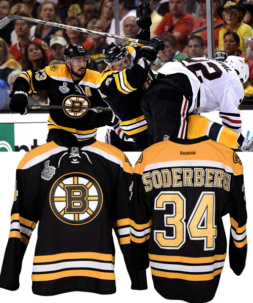 Carl Soderbergs 2012-13 Boston Bruins Warm-Up Worn Stanley Cup Finals Jersey with Team LOA