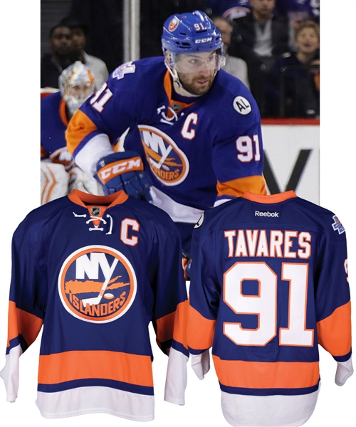 John Tavares 2015-16 New York Islanders Game-Worn Captains Jersey with Team LOA - Al Arbour Memorial Patch!