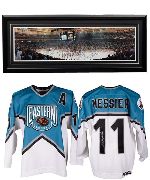 Mark Messier Signed 1994 NHL All-Star Game Jersey with COA Plus Richter, Graves, Messier and Leetch Multi-Signed 1994 Cup Champs Framed Photo