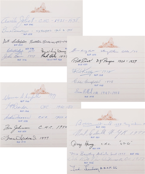 Hockey Autograph Booklet with 203 Signatures Including 100 HOFers (59 Deceased) Featuring Joliat, Clancy, Taylor, Thompson, Bailey, Plante and Others