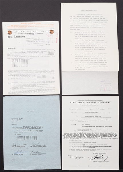 Toronto Maple Leafs 1970s Jack Valiquette NHL Contract and Document Collection of 4 with Signatures of Campbell, Eagleson, Gregory and Valiquette