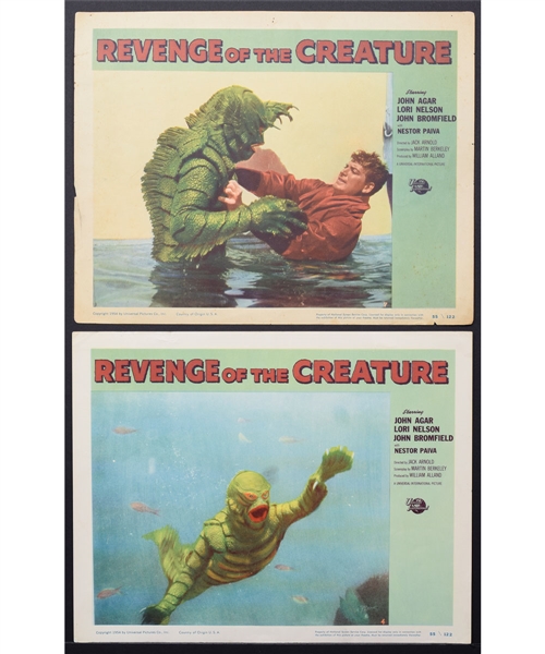1955 Revenge of the Creature (Universal International) Horror Movie Lobby Cards (2) (11" x 14") 