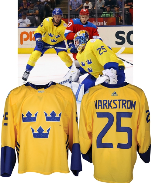 Jacob Markstroms 2016 World Cup of Hockey Team Sweden Game-Worn Jersey - Photo-Matched!