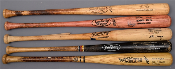 Montreal Expos Staub, Raines, White, Foli and Lansing Game-Used Bats