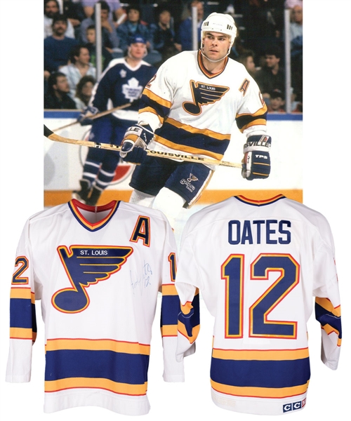 Adam Oates 1990-91 St. Louis Blues Signed Game-Worn Alternate Captains Jersey