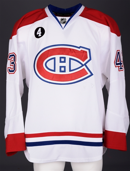 Mike Weavers 2014-15 Montreal Canadiens Game-Worn Jersey with Team LOA  - Beliveau Memorial Patch! - Photo-Matched!