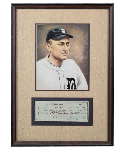 Ty Cobb Detroit Tigers Signed Check Framed Display