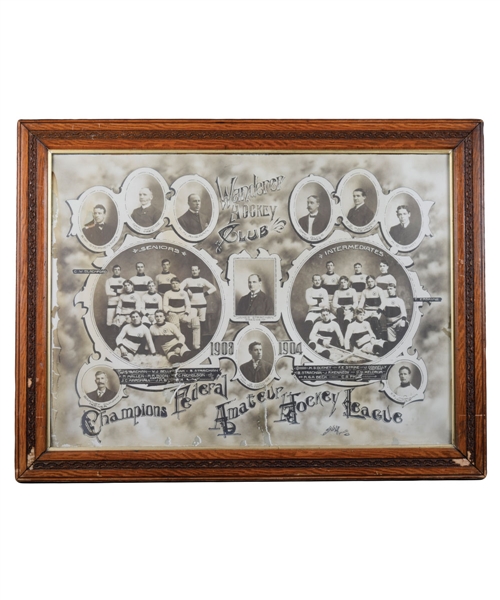 Superb and Rare Montreal Wanderers 1904 Framed Studio Team Photo Montage (28 ½” x 37 ¼”)